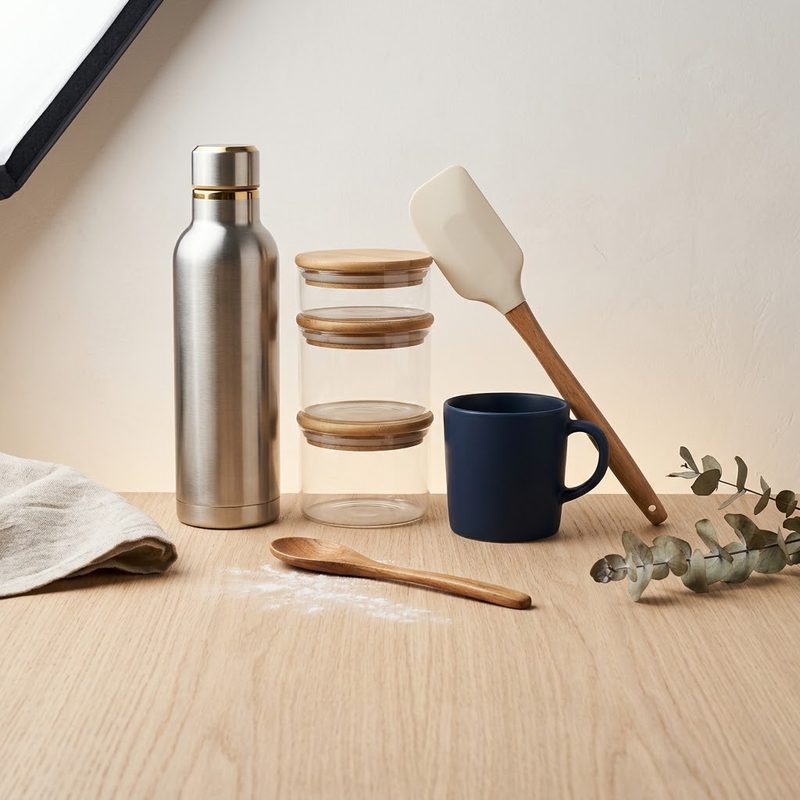 Kitchenware products arranged as a still life