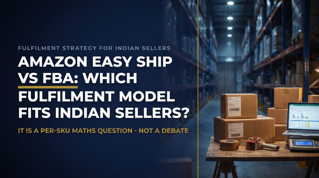 Title card for Amazon Easy Ship vs FBA fulfilment models for Indian sellers