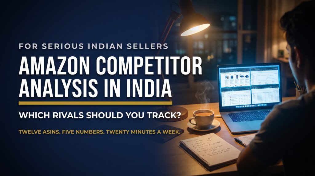 Title card reading Amazon competitor analysis in India, which rivals should you track