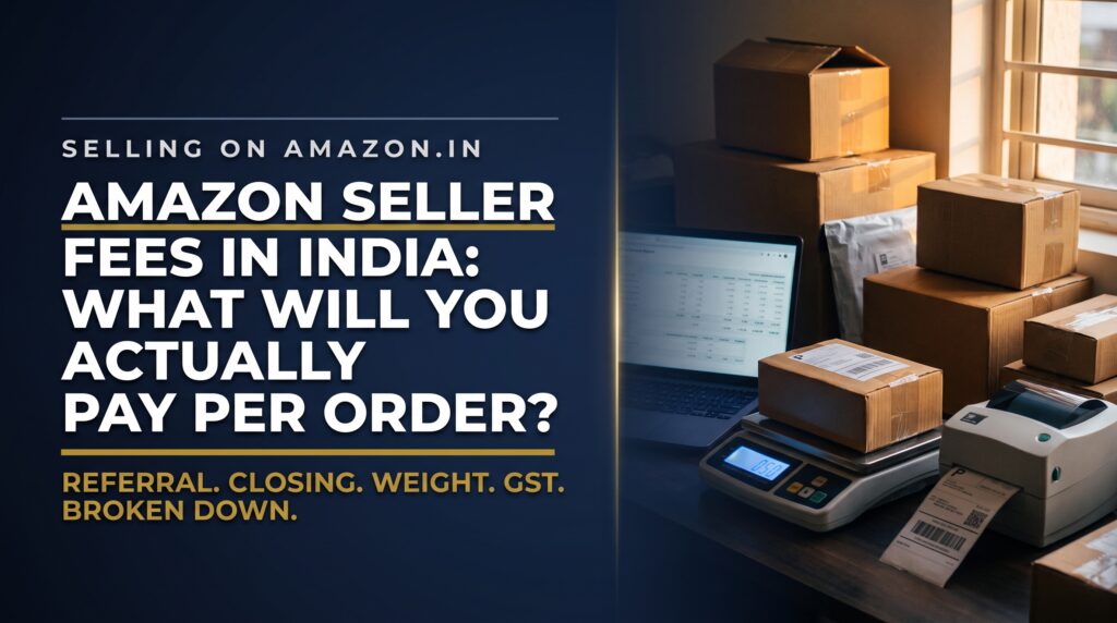 Title card reading Amazon seller fees in India, what will you actually pay per order