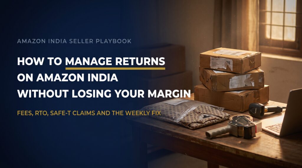 Title card reading how to manage returns on Amazon India without losing your margin