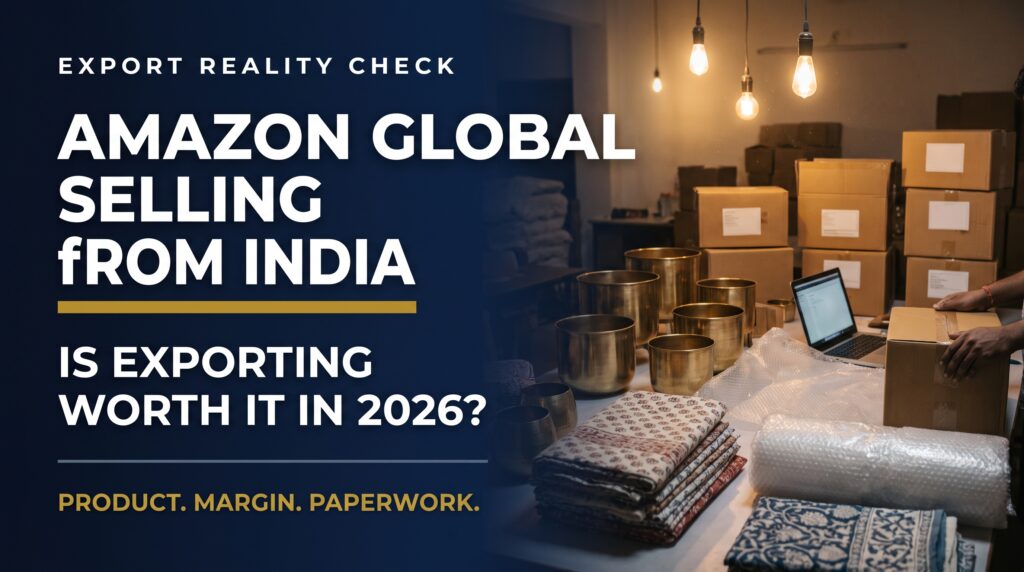 Title card for a 2026 guide on whether Amazon global selling from India is worth it for exporters