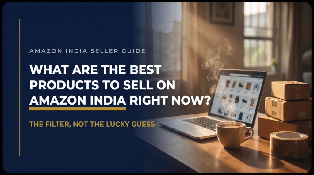 Featured title card for a guide to the best products to sell on Amazon India in 2025